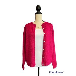 Pink Sweater with Pearlescent Flower Buttons Women's Size XS/S